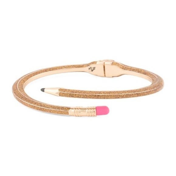 Betsey Johnson Jewelry - Betsey Johnson Pencil Bracelet Bangle Gold Sparkle pink eraser Teacher gift NWT